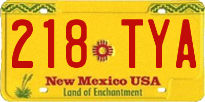 NM license plate 218TYA