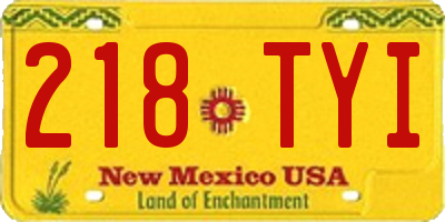 NM license plate 218TYI