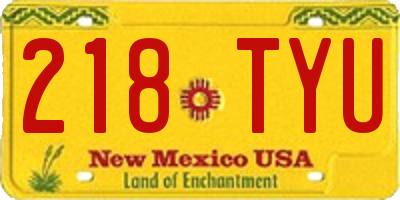 NM license plate 218TYU