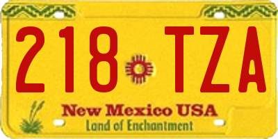 NM license plate 218TZA