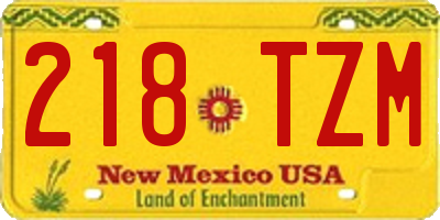 NM license plate 218TZM