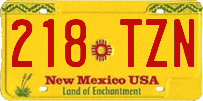 NM license plate 218TZN