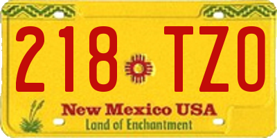 NM license plate 218TZO