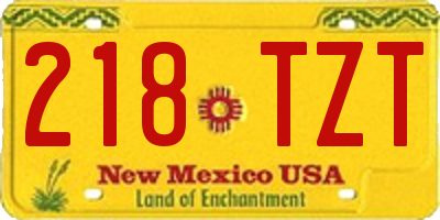 NM license plate 218TZT