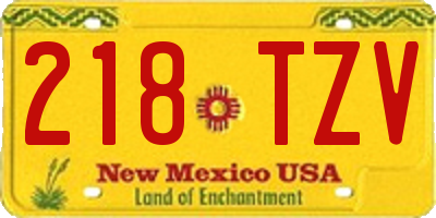 NM license plate 218TZV