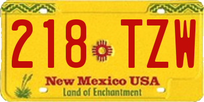 NM license plate 218TZW