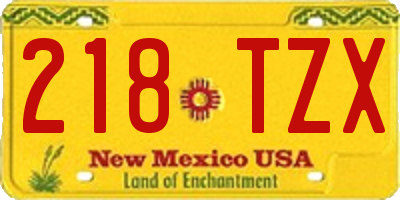 NM license plate 218TZX