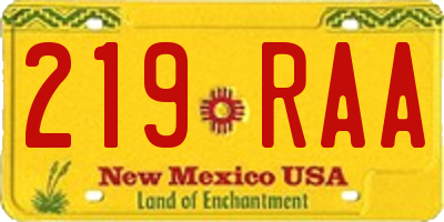 NM license plate 219RAA