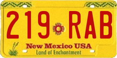 NM license plate 219RAB