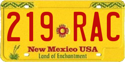 NM license plate 219RAC