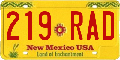 NM license plate 219RAD