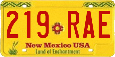 NM license plate 219RAE