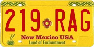 NM license plate 219RAG