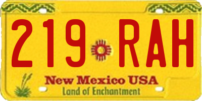 NM license plate 219RAH