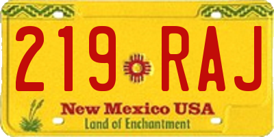 NM license plate 219RAJ