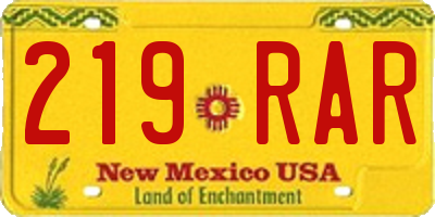 NM license plate 219RAR