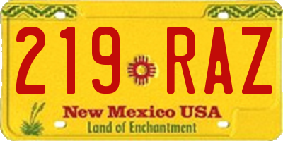 NM license plate 219RAZ