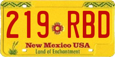 NM license plate 219RBD