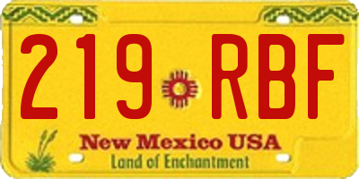 NM license plate 219RBF