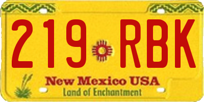 NM license plate 219RBK