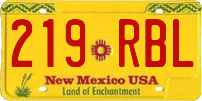 NM license plate 219RBL