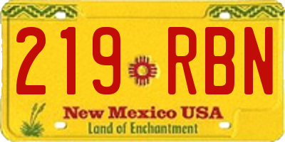 NM license plate 219RBN