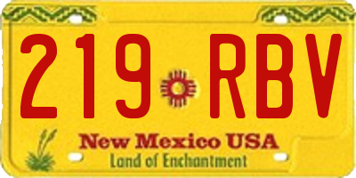NM license plate 219RBV
