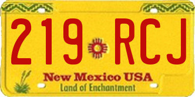 NM license plate 219RCJ