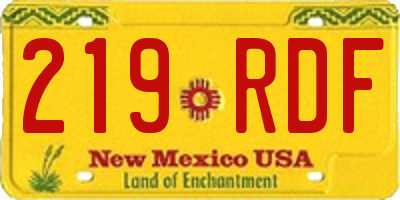 NM license plate 219RDF