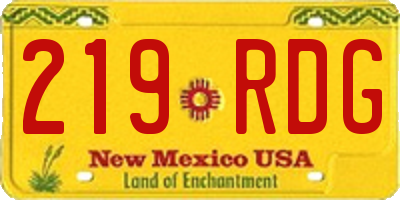 NM license plate 219RDG