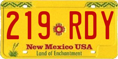 NM license plate 219RDY