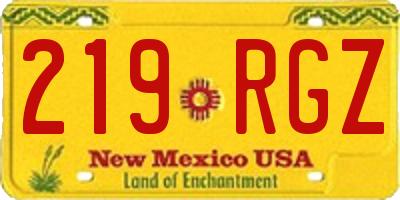 NM license plate 219RGZ