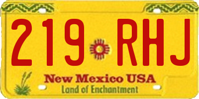 NM license plate 219RHJ
