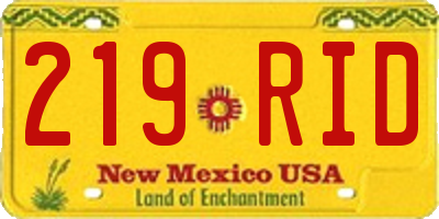 NM license plate 219RID
