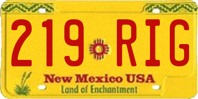 NM license plate 219RIG