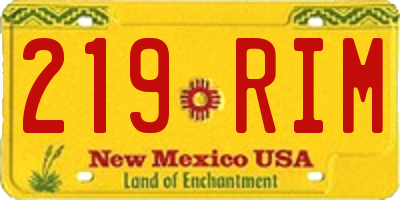 NM license plate 219RIM