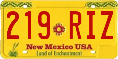 NM license plate 219RIZ