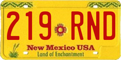 NM license plate 219RND