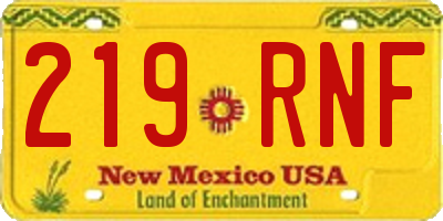 NM license plate 219RNF