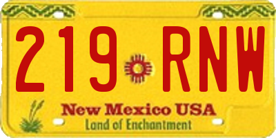 NM license plate 219RNW