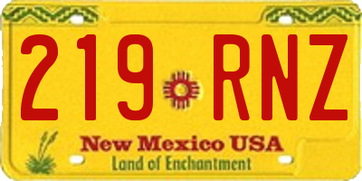 NM license plate 219RNZ