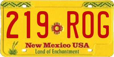 NM license plate 219ROG