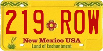 NM license plate 219ROW