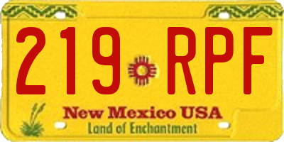 NM license plate 219RPF