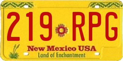 NM license plate 219RPG