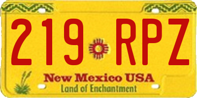 NM license plate 219RPZ