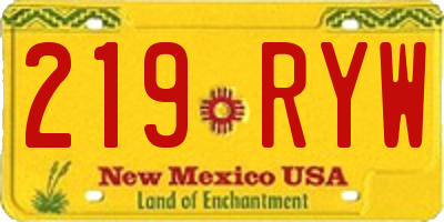 NM license plate 219RYW