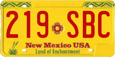 NM license plate 219SBC