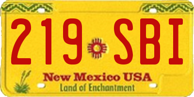 NM license plate 219SBI