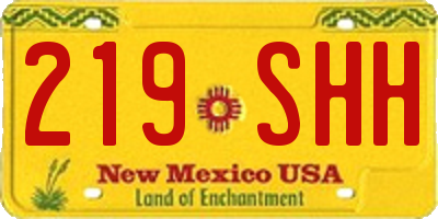 NM license plate 219SHH